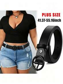 1 chiếc thắt lưng da nữ size lớn, màu đen, kiểu khóa cao cấp, đơn giản đa năng, phù hợp cho quần short mùa hè, chân váy, mặc hàng ngày, đi học, đi làm và các dịp trang trọng, size S-3XL, quà tặng Valentine - A - Xem 6