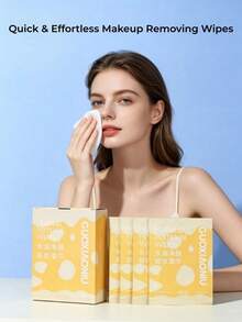 GUOXIAONIU Hydrating Cleansing Makeup Remover Wipes, Dual‑Sided Design, Individually Wrapped, Time‑Saving Effortless Fast Makeup Removal, Clean & Hygienic For Daily Use & Travel,Brand Beauty Cosmetic Makeup - Yellow - View 12