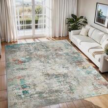 Techigher Modern Abstract Area Rug, Large Washable Living Room Rug, Ultra-Soft Non-Slip Bedroom Carpet & Foldable Floor Mat - Multicolor - View 9