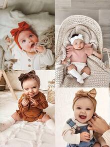 5pcs Jacquard Headbands, Baby Nylon Elastic Bow Headbands - Multicolor - View 12