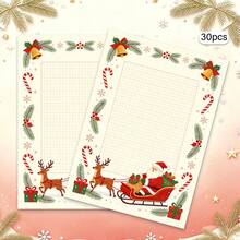 Christmas Theme Stationery, 30 Sheets/Pack, Snowflake Candy Reindeer Santa Claus Pattern, High-Quality Paper Exquisite Printing, Suitable For Writing Letters Or Messages, Also Can Be Used For Christmas Decoration - Rectangle - View 7
