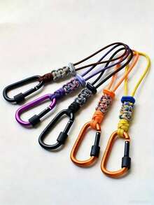 Multifunctional Outdoor Camping Accessory, Durable Braided Rope Keychain With Anti-Loss Strap And Water Bottle Hook, Multifunctional Hiking Backpack Clip, Portable Water Bottle Hanging Rope, Suitable For Hiking, Camping, Cycling, Beach And Other Occasions - Multicolor - View 5
