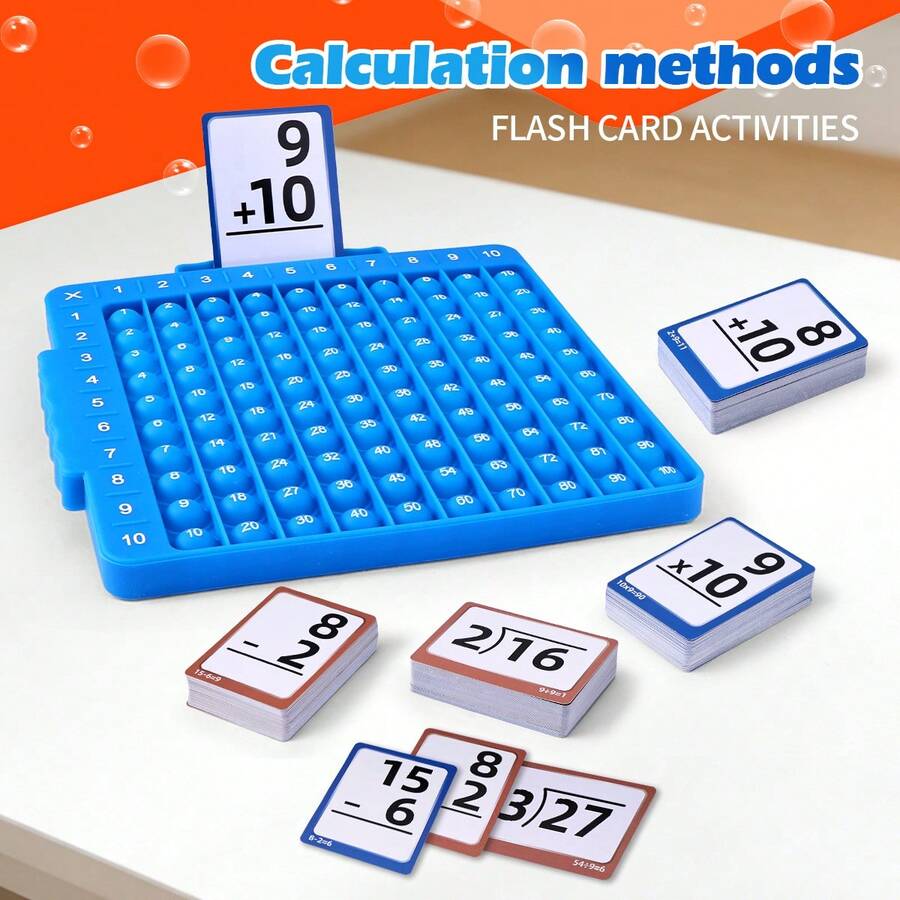 Digital Press-Down Chessboard Math Enlightenment Game Board Toy, Children's Multi-Function Early Education Arithmetic Teaching Aid, Complete Set Includes Blue Press-Down Chessboard + Double-Sided Formula Flash Cards, Chessboard Front And Back Dual Card Slots With Double-Sided Printed Cards For Easy Self-Check Learning, Soft Press-Down Bubble Stress Relief Fun, Escape Paper-Based Exercises, Intuitively Master Number Operation Logic, Thickened Material With Rounded Edges To Protect Little Hands, Preschool To Elementary School Home Classroom Parent-Child Interactive Teaching Aid, Learning Through Play To Enhance Math Interest, Back To School Gift Educational Toy - Multicolor - View 1