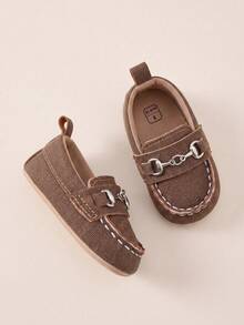 1 Pair Boys Solid Color Slip-On Design Breathable Lightweight 0-3 Months Infant Infant Shoes Fashion Versatile Walking Shoes Suitable For Spring And Autumn - Brown - View 3