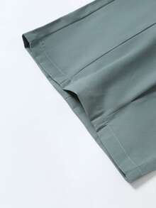Mint Blue Pleated Wide Leg Casual Pants, Draped Loose Straight Leg American Style Long Trousers For Men - Mint Blue - View 4