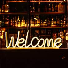 1pc LED Welcome Letter Neon Light, Bar Scene Wall Hanging Decor, Battery/USB Powered Romantic Atmosphere Light, Holiday Party Gift, Bedroom Room Decoration - Welcome Neon Light - View 3