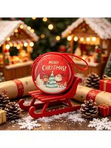 1pc Christmas Round Wallet Box, Christmas Gift Pouch, Coin Purse Xmas Ornament, Hanging Pendant For Christmas Tree, New Year Small Gift, Perfect For Holiday And Home Decoration - Multiple Styles - View 4