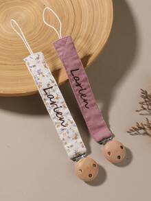 2pcs Personalized Pacifier Clips, Cute Polka Dot Print Custom Design, Universal Pacifier Clips, Personalized Gift - Multicolor - View 15