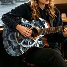 1pc Personalized Pattern Guitar Body Protector Sticker, Creative DIY Decal, Waterproof Self-Adhesive Wear-Resistant, Universal Modification Decoration Sticker For Acoustic Guitar, Electric Guitar, Ukulele - Black - View 5