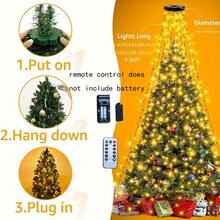 200/280/300 LED Christmas Tree Lights, Christmas Fairy String Lights, 8 Modes LED Holiday Lights With Remote Control, Warm White & Multicolor Christmas Lights For Indoor Outdoor Tree, Garden, Patio And Holiday Decor - Waterfall Light - View 8