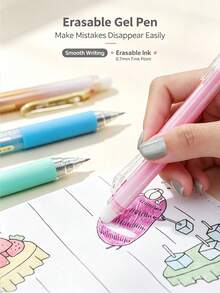 Multi-Color Erasable Gel Pens, Fine Retractable Clickable 0.7mm Tip, Friction Eraser Pens, Smooth Writing Multi-Color Gel Pens, Suitable For Writing, Drawing, Planner, Crossword Puzzles, School And Office Use - A - View 3