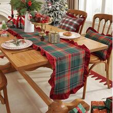 1/2/4pcs Christmas Plaid Dual-Tone Velvet Fabric Ruffle Edge Napkins, Suitable For Christmas Holidays And Home Decor - Multicolor - View 8