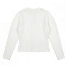Women's Asymmetric Front Knit Cardigan, Puff Sleeve Slim Fit Office Top, Spring/Autumn - White - View 4
