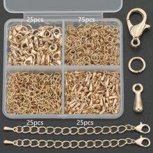 150pcs/300pcs KC Golden DIY Handmade Extension Chain Jewelry Making Kit, Includes (12*7mm) Lobster Clasp, (7*5mm) Jump Rings, Water Drop Pendant, 5-Section Chain, Suitable For DIY Beaded Tail Chain, Jewelry Extension Chain, Jewelry Clasp, Open Connector Ring, Hand & Foot Jewelry Connector, Jewelry Accessories Handmade Craft Materials - Accessory Set - View 13