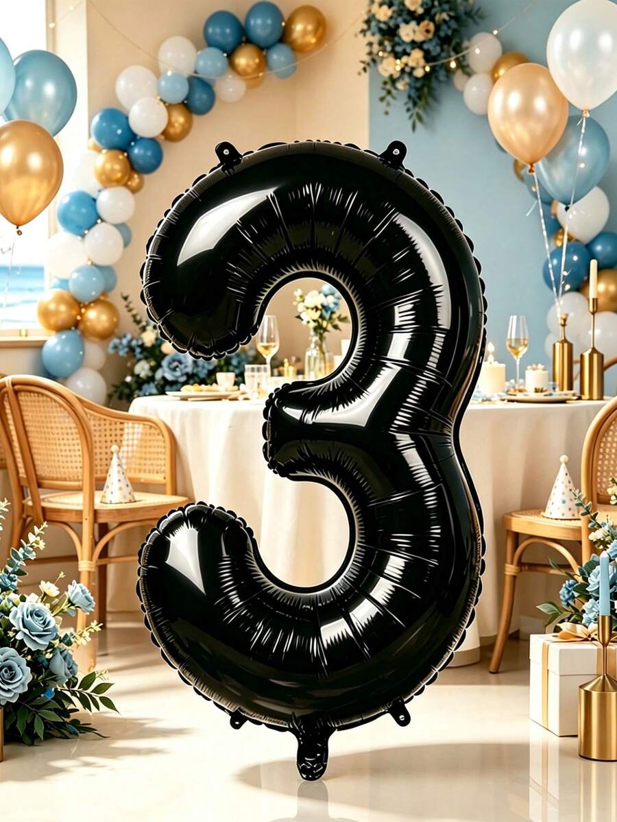 1個純黑色鋁箔數字氣球,適合生日驚喜、求婚佈置、婚禮派對、生日派對、婚禮、性別揭曉派對、新娘婚前派對、週年紀念、單身派對、閨蜜派對 - 查看 1
