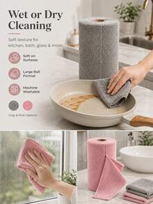 Reusable Microfiber Towel Roll, Individually Wrapped, Tear-Off Design, Strong Water Absorption & Quick Drying Kitchen And Bathroom Cleaning Cloth, Suitable For Outdoor, RV And 50+ Environments - A - View 3