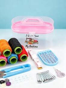 Handicraft And Sewing Tool Storage. Craft Storage Container Sewing Supplies Storage Rack Double-Wall Bucket Rotating Handle Gift Box Portable Basic Sewing Repair Kit. Sewing Tool Bag Tool Box, Sewing Box Needle Thread Tape Measure Scissors Thimble Tool Bag Tool, Suitable For Children, Adults, Travel, Home Repair (Pink). - Pink - View 4