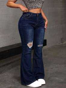 Plus Size Jeans - Dark Blue - View 5