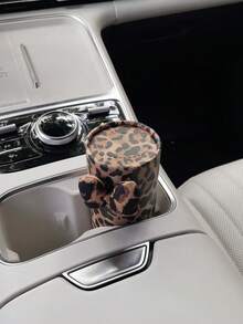 1PC Autumn/Winter Leopard Print Bowknot Cylindrical Car Armrest Tissue Box With Refillable Tissues - Multicolor - View 3