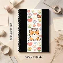 A5 Spiral Notebook, 100 Pages, 50 Sheets, 2D Flat Cat, Dog, Flower And Heart Patterns, Sweet Arabic Theme Cover, Wire-Bound Lined Writing Notebook, For Daily Notes, School And Office Use, Animal Theme Stationery Gift, Back To School Supplies - Subject Notebook - View 8