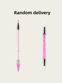 1pc Pink Dual-Head Nail Art Rhinestone Tool, Detachable Silicone Soft Tip Dotting Pen, Nail Art Flower & Rhinestone Dual-Use Pen - Pink - View 7