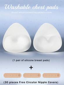 1 Pair Invisible Silicone Nipple Covers (Includes 30 Round Nipple Stickers), Smooth Edges Without Bulge, Suitable For Wearing With Thin Clothing - Multicolor - View 7