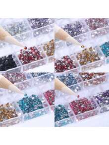 2 Pieces Pink Nail Art Dotting Pen Tweezer Rhinestone Acrylic Flatback Drill Long Box Decoration Manicure Tool Nail Set - Pink - View 4