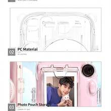Transparent Protective Case Set For Instax Mini 13, Clear Protective Cover With Back Pocket + Colorful Shoulder Strap, Crystal Clear Protective Shell For Instant Camera, Easy Installation PV Case, Anti-Yellowing, Anti-Drop, Anti-Scratch Photography Camera Protection Accessory - View 6