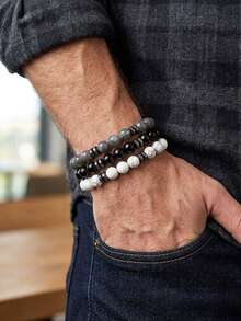 diffone 3/Pcs Set Handmade 8mm Stone Beads Bracelet Charms Round Yoga Meditation For Men Women Jewelry - Beaded Bracelet Set - View 3