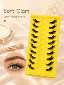 10 Pairs Half Lashes Natural Volume Simulated Fluffy Grafted Eyelashes For Daily Commuting, Portable, Lightweight, Non-Irritating, And Reusable - View 3