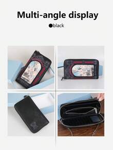 Dompet Panjang Wanita Modis Retro Lucu Motif Kelinci 2026, Dompet Clutch dengan Ilustrasi Bordir dan Resleting, Dompet Gaya Feminin dengan Banyak Slot Kartu dan Rantai, Dompet Panjang Selempang Satu Bahu, PU - MultiWarna - View 7