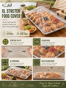 30/50pcs Transparent Plastic Food Tray Lids: Suitable For A+B Trays Smaller Than 70cm/27.6in - Multicolor - View 5