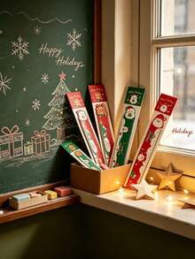 2/1pc Christmas Cartoon Magnetic Ruler, 15cm Multi-Functional Bookmark Straight Ruler, Cute Santa Claus Snowman Gingerbread Man Pattern Student Measuring Ruler, Ideal Back To School Christmas Gift - Multiple Styles - View 4