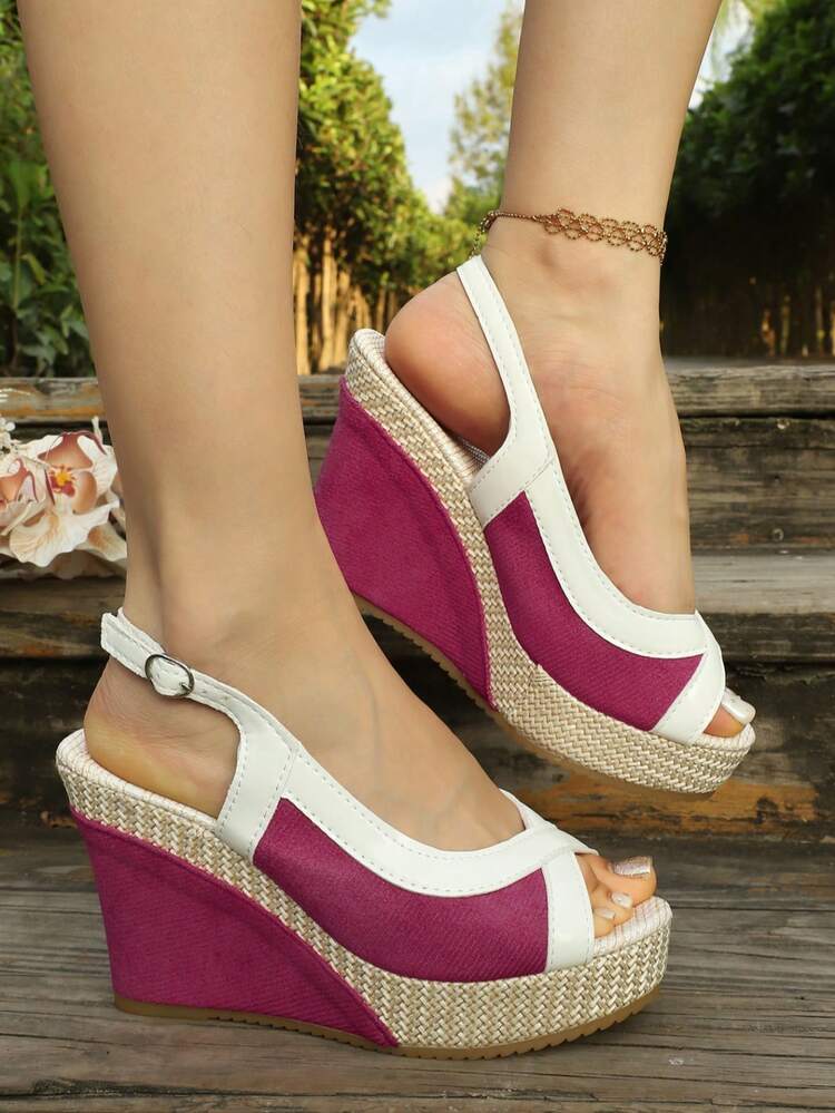 Women's Wedge Sandals Comfortable Fashion Height-Increasing Thick Sole Fairy Style High Heel Sandals - Hot Pink - View 5
