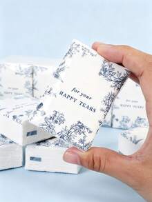 5pcs/Set Elegant Floral Tissue Set - Wedding, Birthday, Party Favors - Printed With "For Your Happy Tears" - Suitable For Bride, Groom And Guests - Decorative Tabletop Display And Guest Gifts - Suitable For Wedding Favors - tissue - View 2