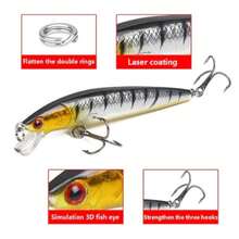 Kit 10 Iscas Artificiais Importadas 1/2 Meia Água de 9 cms e 8,5 gramas Pesca Tucunaré Traíra Dourado Robalo Black Bass - Vermelho e Branco - Visão 3