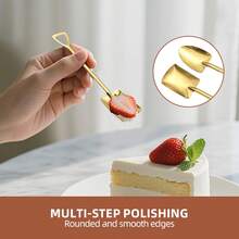 10 Pcs Stainless Steel Shovel Spoon, Creative Mini Spade Shape Dessert Ice Cream Watermelon Spoon, Cute Long Handle Tableware For Home Kitchen Party - - - View 4