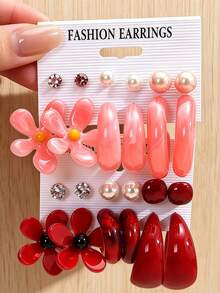 Fashionable Flower C-Type Earrings - Colored Resin Ear Hooks - Women's Elegant And Fresh-Style Earrings - Multicolor - View 1