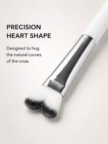 2pcs/1pc Professional Nose Contour Brush, Soft Bristles Precision Sculpting Tool For Nose Shadow & Highlighting, Makeup Brush For Flawless Blending - White - View 6