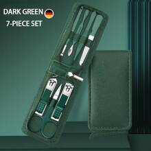 [7-35pcs Nail Care Set] Professional Stainless Steel Nail Care Set With Portable Travel Storage Box | Includes Nail Clippers, Cuticle Scissors And Nail Files | Suitable For Home And Travel Use Foot Care Tools, Nail Decoration - Dark Green - View 11