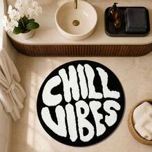 1pc Letter Rug, "Chill Vibes" Faux Cashmere Rug, Soft Comfortable Absorbent Bathroom Mat, Bathroom Accessories New Arrival, Living Room Large Rug, Room Decor, Autumn Decor, Bedroom Decor, Suitable For Bathroom, Kitchen, Entryway, Hallway, Bedside, Living Room, Bedroom. Holiday Decor, Non-Slip Backing Rug, Machine Washable - A - View 10