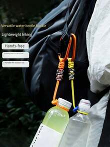 Multifunctional Outdoor Camping Accessory, Durable Braided Rope Keychain With Anti-Loss Strap And Water Bottle Hook, Multifunctional Hiking Backpack Clip, Portable Water Bottle Hanging Rope, Suitable For Hiking, Camping, Cycling, Beach And Other Occasions - Multicolor - View 4