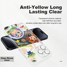 Funda de teléfono transparente a prueba de golpes con estampado de Woody, Buzz y Alien de tres ojos de Toy Story, de mezclilla, de dibujos animados, para parejas, con tacto cómodo, linda y juguetona, compatible con iPhone 18 Pro/18 Pro Max/17/17 Pro/17 Pro Max/16/15/14/13/12 Pro & Pro Max Series - transparente - Ver 3