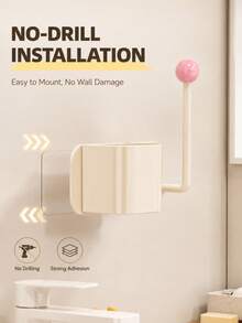 No-Drill Wall-Mounted Bathroom Storage Rack, Adhesive Multi-Function Storage Cup & Hook, Waterproof Space-Saving Organizer For Combs, Makeup Brushes, Hair Accessories, Vanity, Bathroom And Home - Multi - View 5