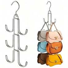1pc Metal Bag Holder, Suitable For Wardrobe - Keep Bags Clearly Visible And In Good Condition - Space-Saving Backpack Rack - Silver Storage Bag, Suitable For School Supplies, Back To School, Room Decor, Home Decor, College Student Storage - Black - View 3