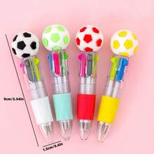 1pc 4-Color Soccer Ball Retractable Ballpoint Pen, Cute Multi-Color Soccer Pen, Fun Learning Supplies, School Supplies, Back To School Supplies, Suitable For Student Party Gifts - Color: Random - View 2