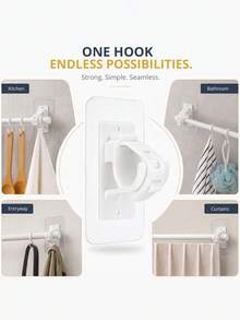 4/2pcs No-Drill Curtain Rod Brackets, Self-Adhesive Multi-Function Hooks, Transparent Style, Suitable For Rental, Dorm, Kitchen, Home, Bathroom - Multicolor - View 4