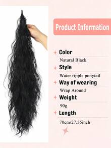 Flexible Wrap Around Ponytail Extension Long Wavy Curly Ponytail Hair Extensions Natural Ponytail Synthetic Hairpiece For Women - Multicolor - View 3