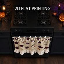1PC Kitchen Stove Curtain, Cabinet Curtain, Apron. Features A 2D Graphic Print Design With A Kitchen Cookware Print. Can Be Used As A Stove Curtain, Oven Curtain Or Kitchen Sink Curtain-Perfect For Halloween Decorations - Multicolor - View 7