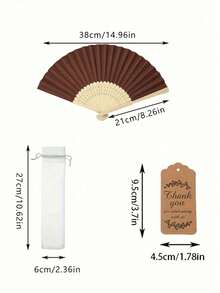 3/15/30pcs Elegant Fan Set With Thank You Tags And Gift Bags, Bride Bamboo Handheld Folding Fan, Suitable For Bridesmaid Gifts And Wedding Decor, Party Events, Perfect Summer Accessory - Brown - View 8